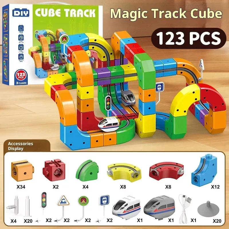 Gravity-Driven Magnetic Ball Track Construction Set