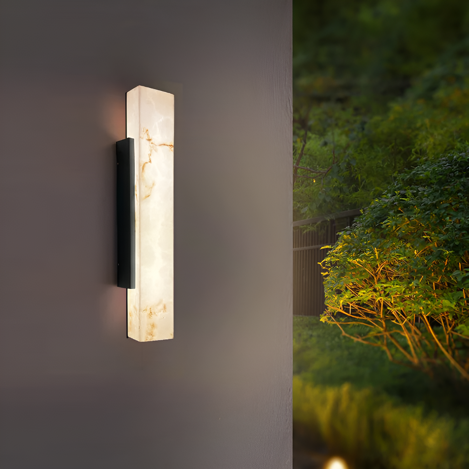 Elegant Outdoor Marble Wall Light with Stainless Steel Design
