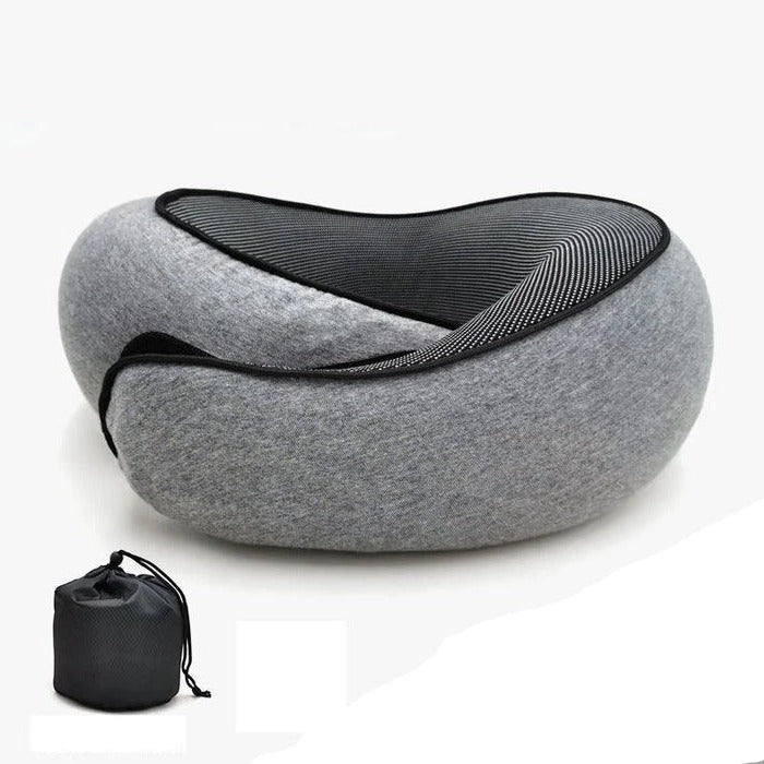 Curved U-shaped Travel Neck Pillow - Adjustable Memory Foam Support