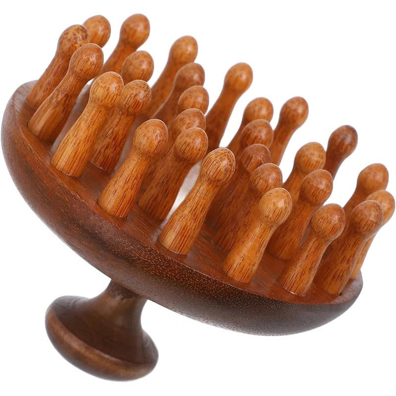 Natural Wood Detangling Comb with Comfort Grip for All Hair Types