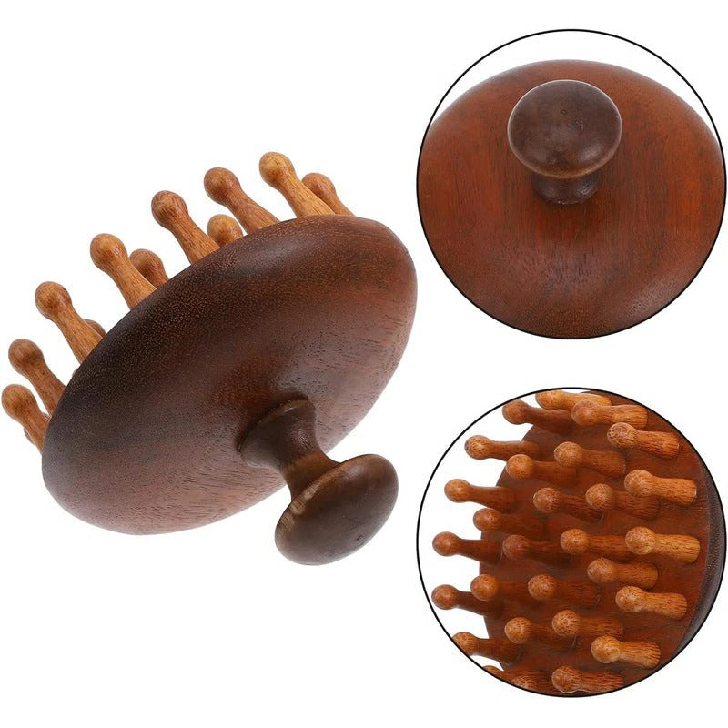 Natural Wood Detangling Comb with Gentle Rounded Tips