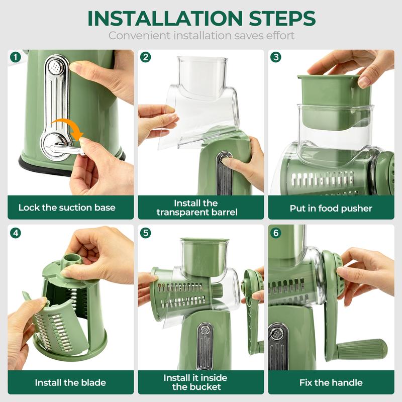 Interchangeable Blade Rotary Grater – Suction Cup Base