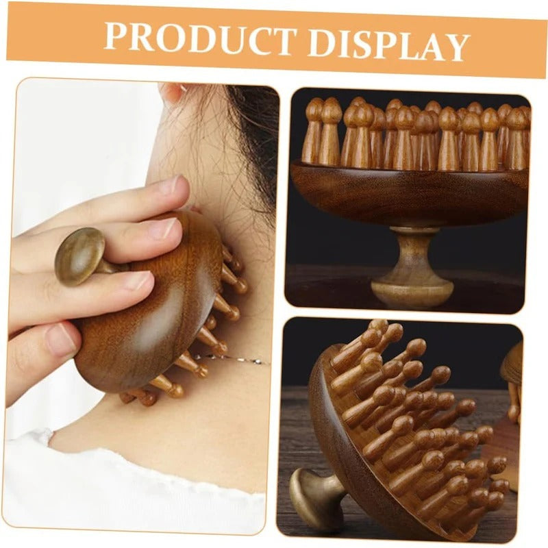 Natural Wood Detangling Comb with Comfort Grip for All Hair Types