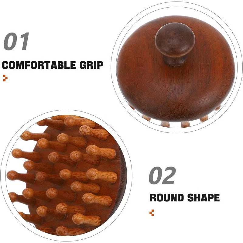 Natural Wood Detangling Comb with Comfort Grip for All Hair Types