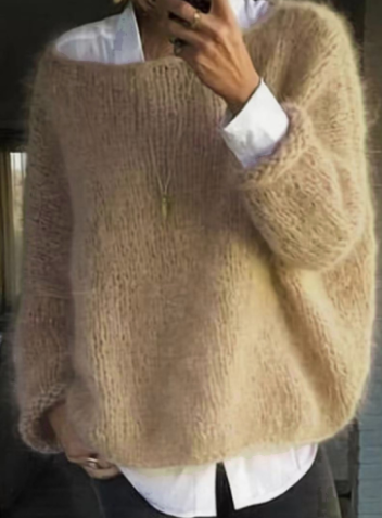 Women’s Sweater | Oversized Fuzzy Knit & Off-Shoulder | High-Quality Fabric | Warm Comfort for Autumn and Winter