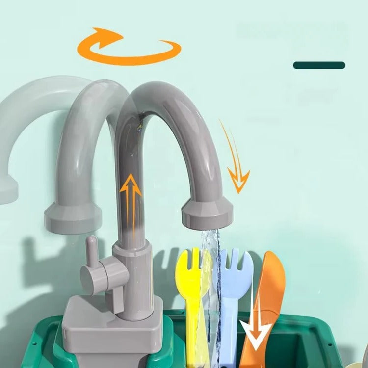 Interactive Kids Cooking Station with Flowing Water Feature