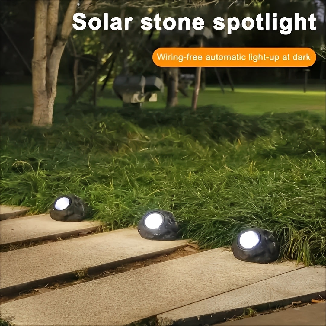 Natural Stone-Style Solar LED Garden Lights with Sensor