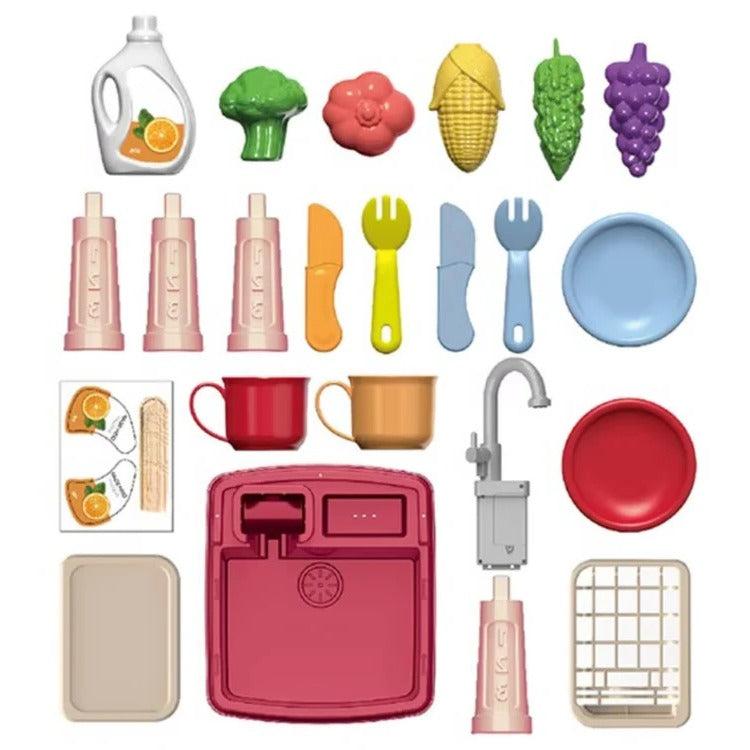 Interactive Kids Cooking Station with Flowing Water Feature