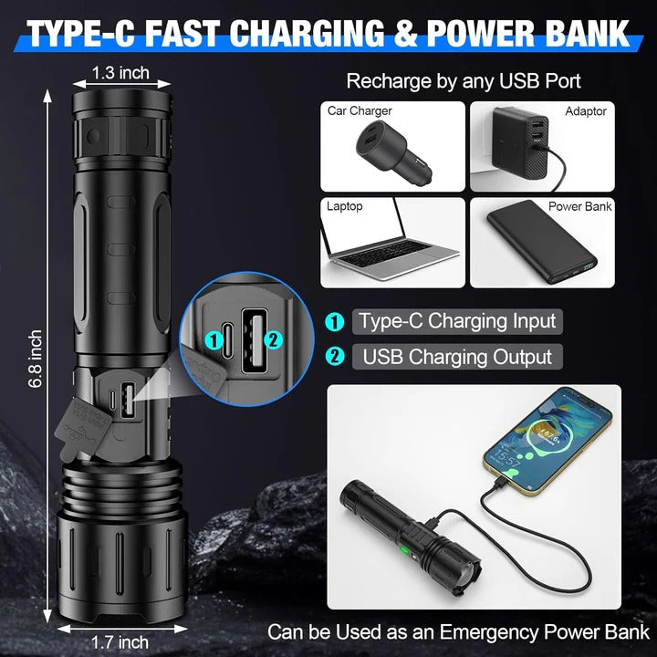 Versatile Rechargeable LED Torch with Five Lighting Settings