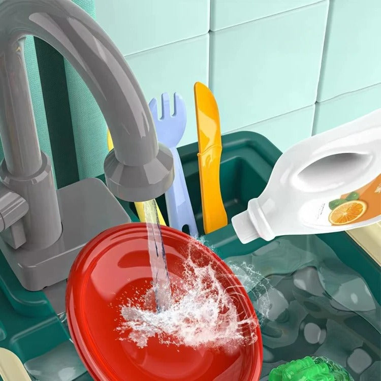 Interactive Kids Cooking Station with Flowing Water Feature