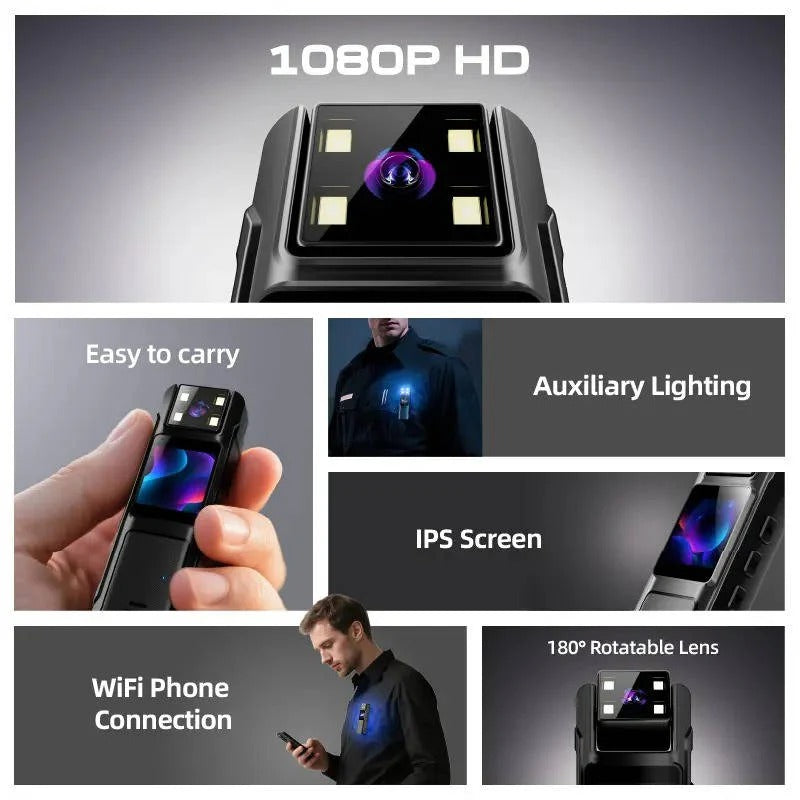 1080P Compact Wearable Camera with Night Vision and Motion Detection