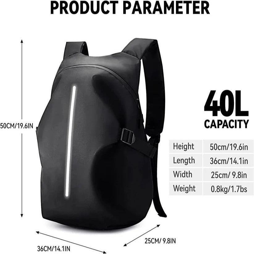 Versatile 40L Backpack for Helmets and Laptops with Reflective Safety Strips