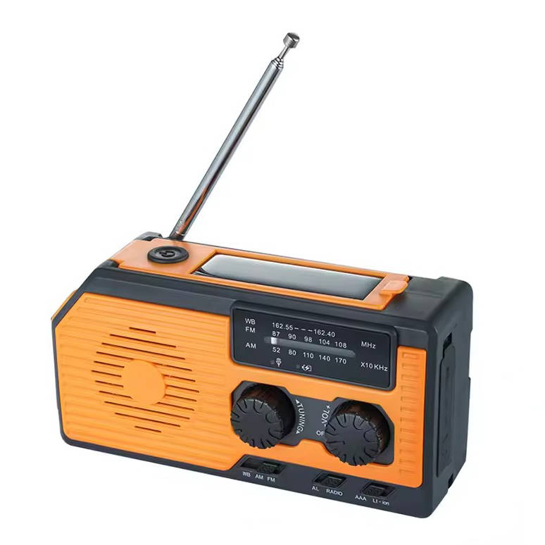 Emergency Radio with Solar and Hand Crank Power