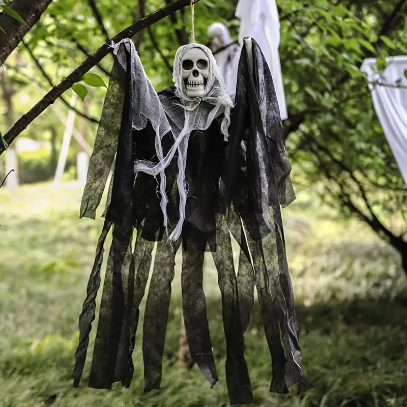 Set of Two Spooky Outdoor Halloween Skull Decorations