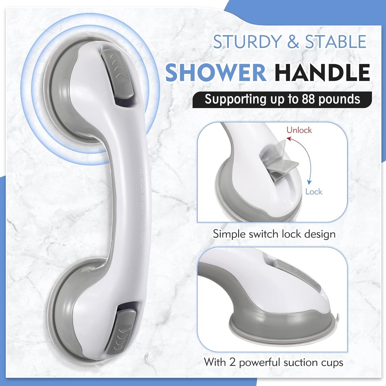 SafeHold – Versatile Suction Grab Bar for Bathroom Safety