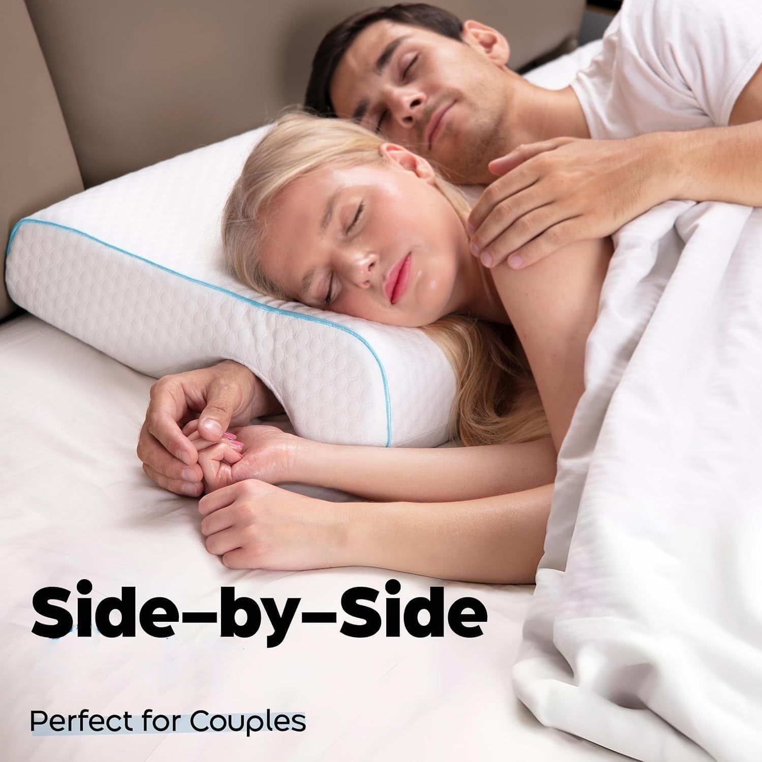 Couple's Orthopedic Pillow with Arm Tunnel for Comfortable Cuddling