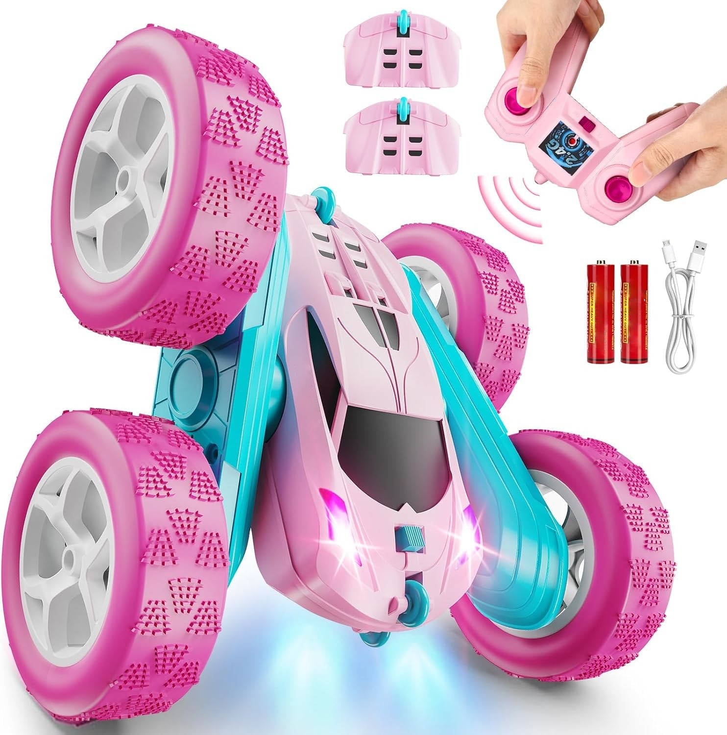 Remote Control Car for Children 6-12 Years with LED Lights & 360° Spins