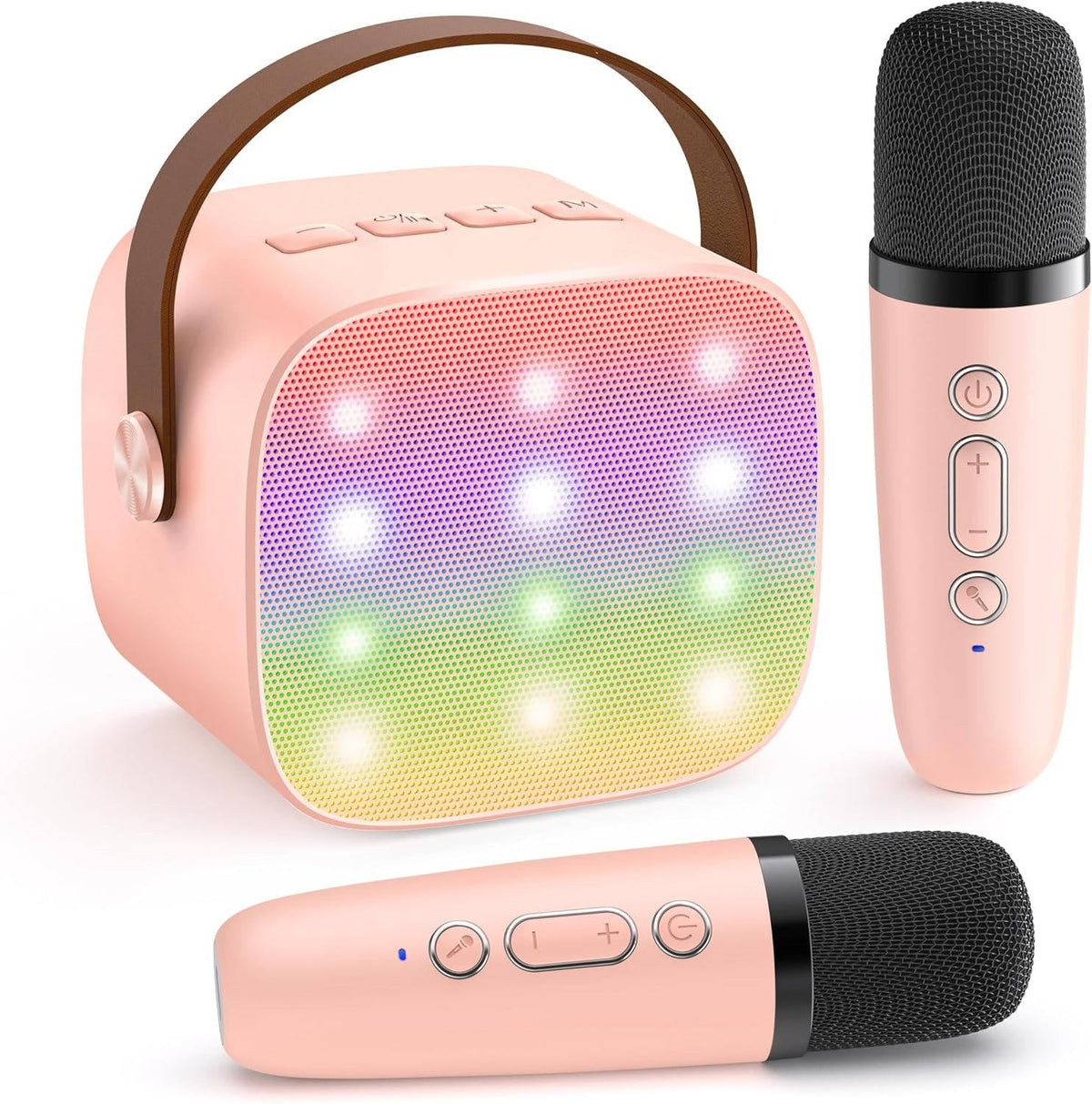Portable Karaoke System Featuring 2 Cordless Microphones
