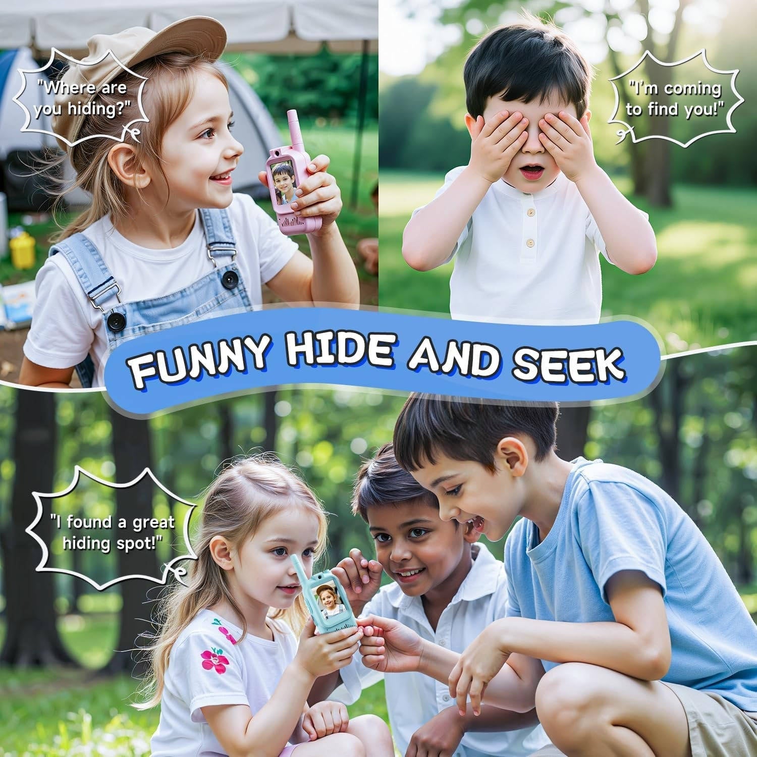 Set of 2 Kids' Video and Voice Walkie Talkies for Communication