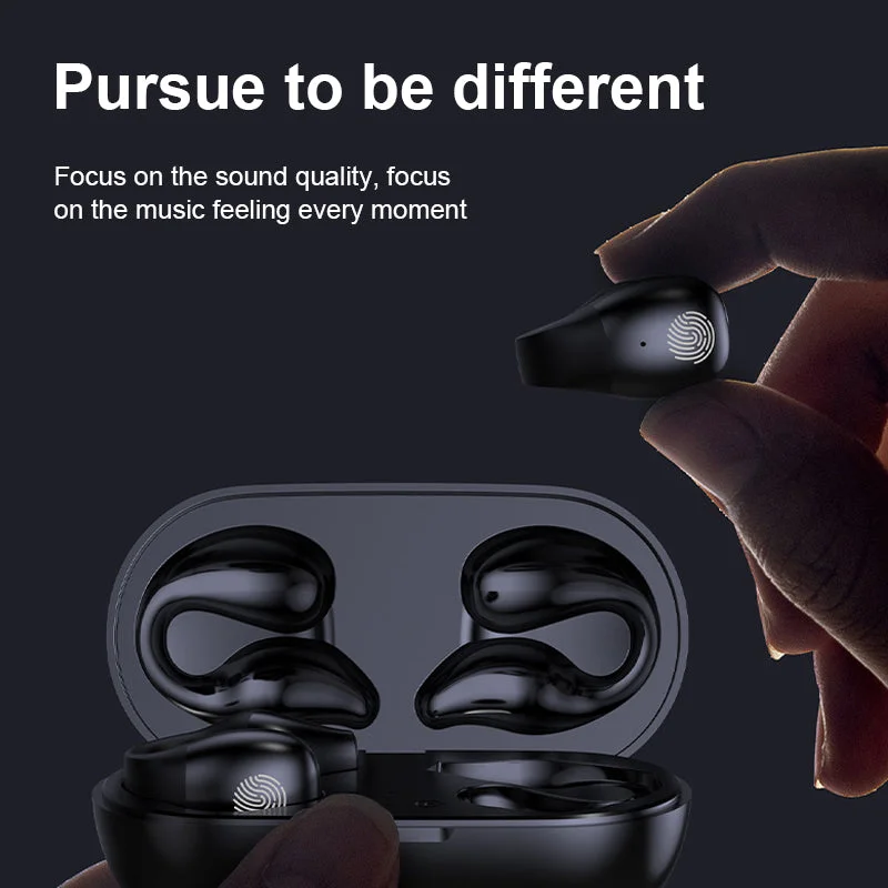Bone Conduction Headphones with Wireless Ear Clip Design