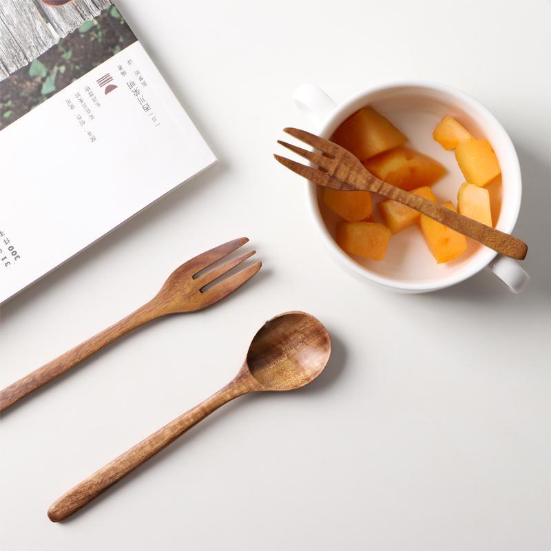2 Piece Set Burlywood Kitchen Spoons and Forks Utensils