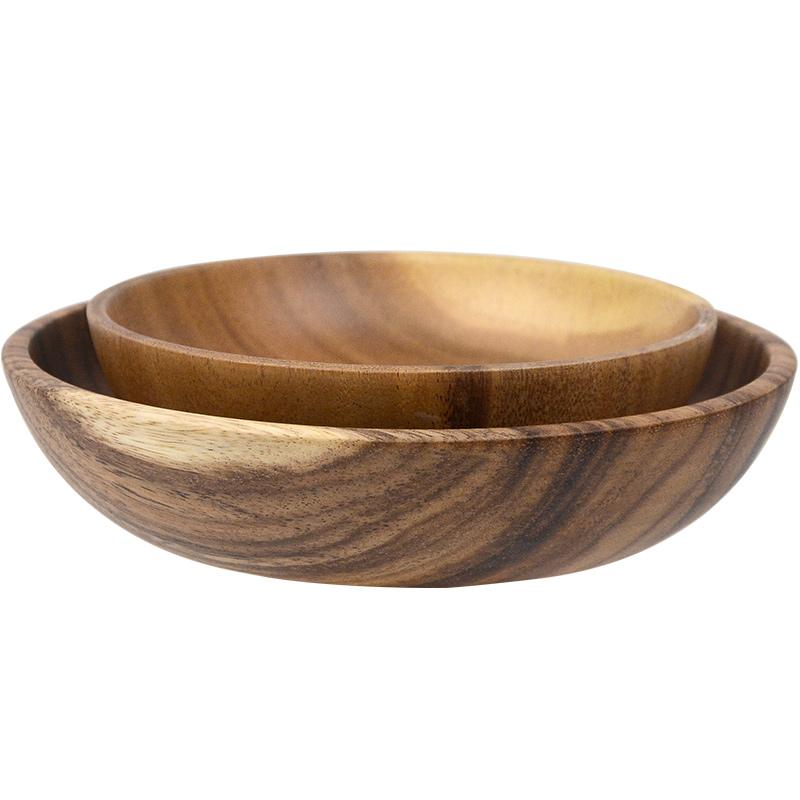 2-Piece Nut Brown Taavita Wooden Bowls Set