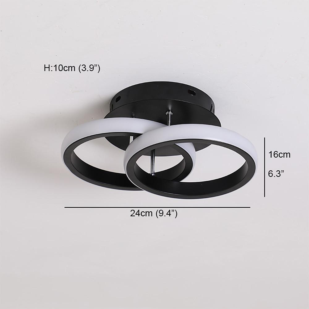2-Light Metal LED Flush Mount Lighting Fixtures for Living Room Ceiling - Circle Design by Taavita