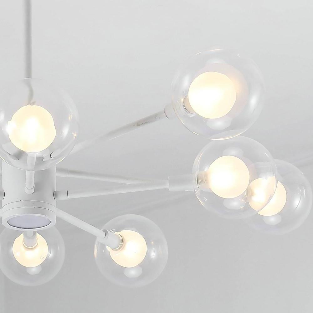 10-Light Contemporary White Glass LED Chandeliers Hanging Pendant Light by Taavita