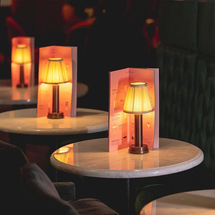 LuxeBeam Wireless Brass Table Lamp with Downlight Feature