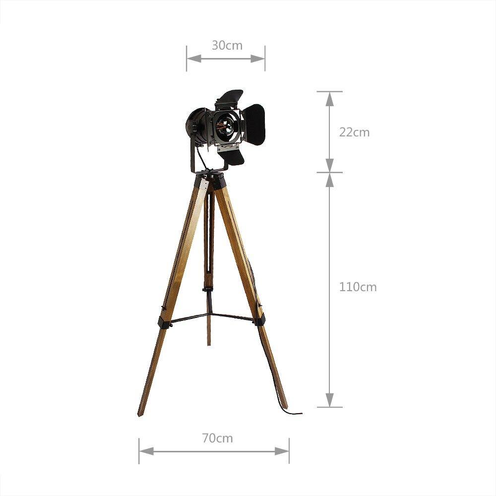 Neo-Retro Industrial Style Wooden Tripod Floor Lamp