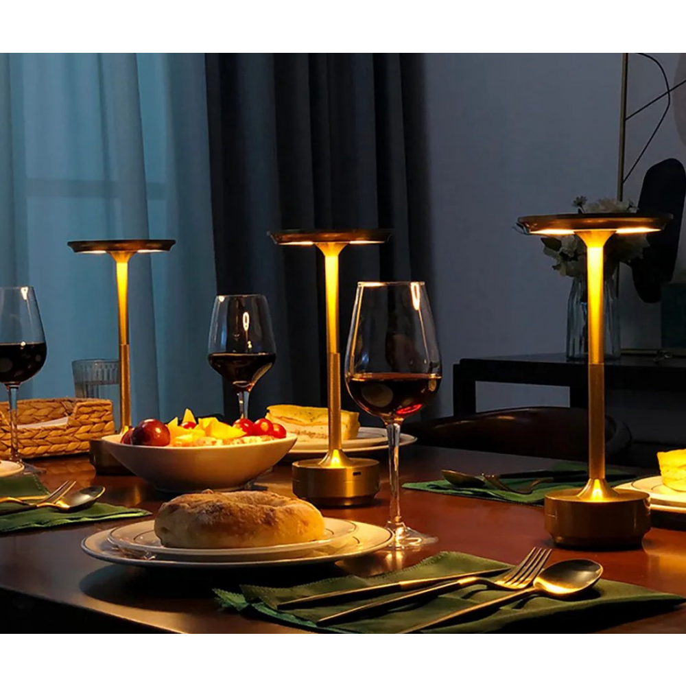 Touch Dimmer LED Table Lamp – Wireless, Aluminum, IP44 Rating