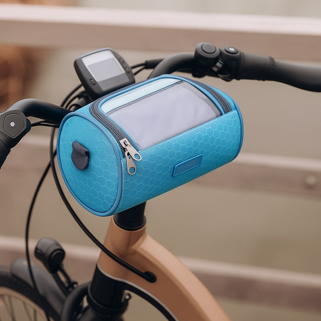 All-Weather Bike Handlebar Storage Bag with Touchscreen Access