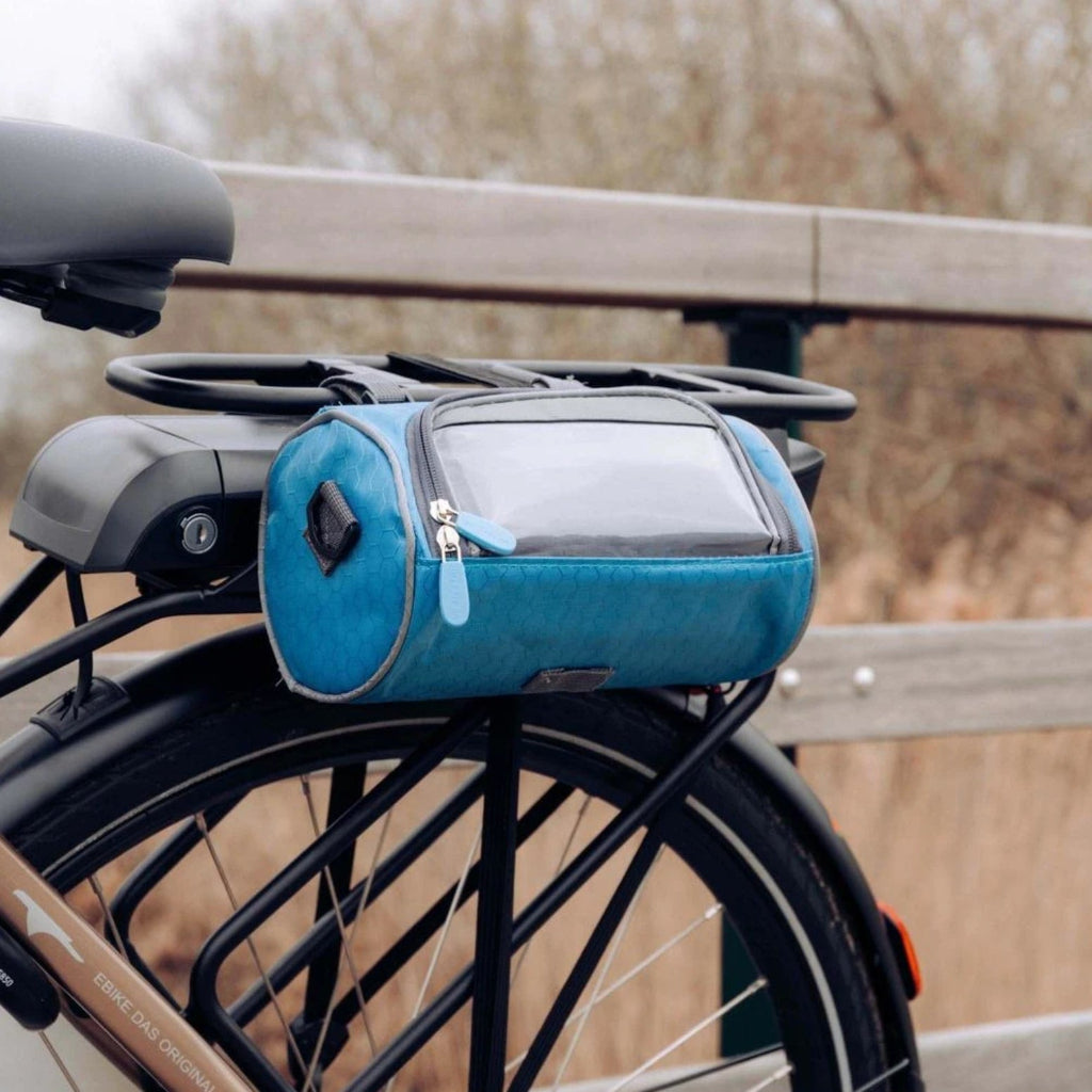 All-Weather Bike Handlebar Storage Bag with Touchscreen Access