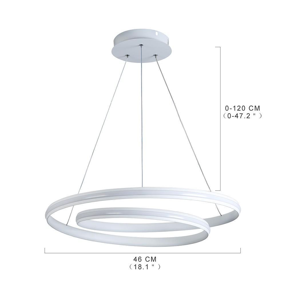 18'' Adjustable Spiral-shaped LED Dimmable White Modern Pendant Lights by Taavita