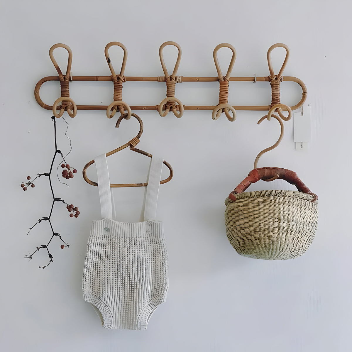 Charming Rattan Wall Organizer for Kids' Rooms