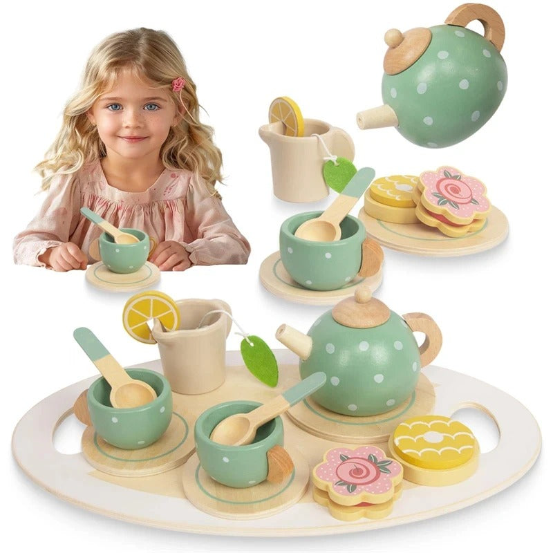 Charming Wooden Play Tea Set for Imaginative Kids