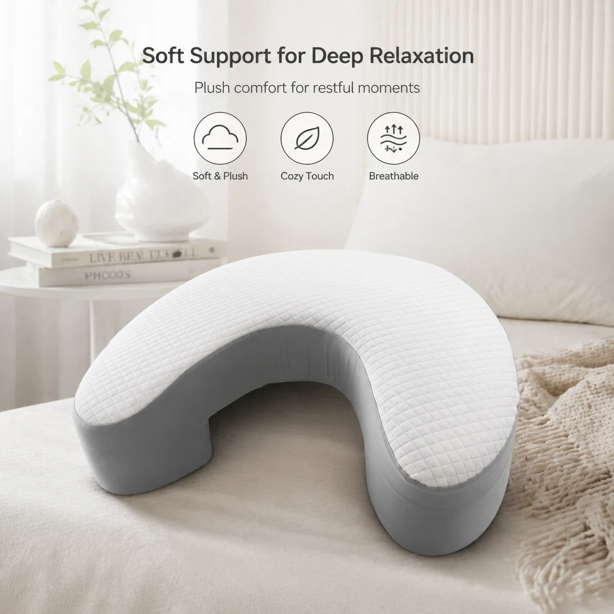 Memory Foam Pillow for Side Sleepers with Shoulder Cutout - Hypoallergenic & Washable