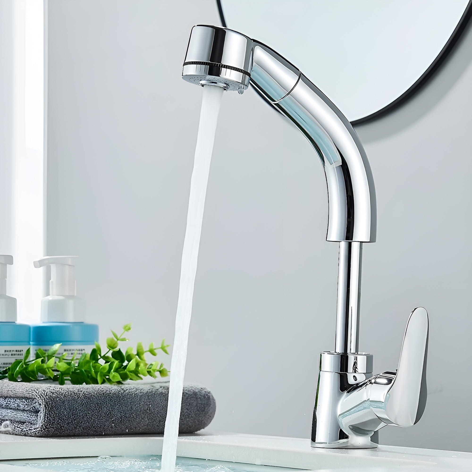 Pull-Out Spray Bathroom Faucet – Long Reach Design
