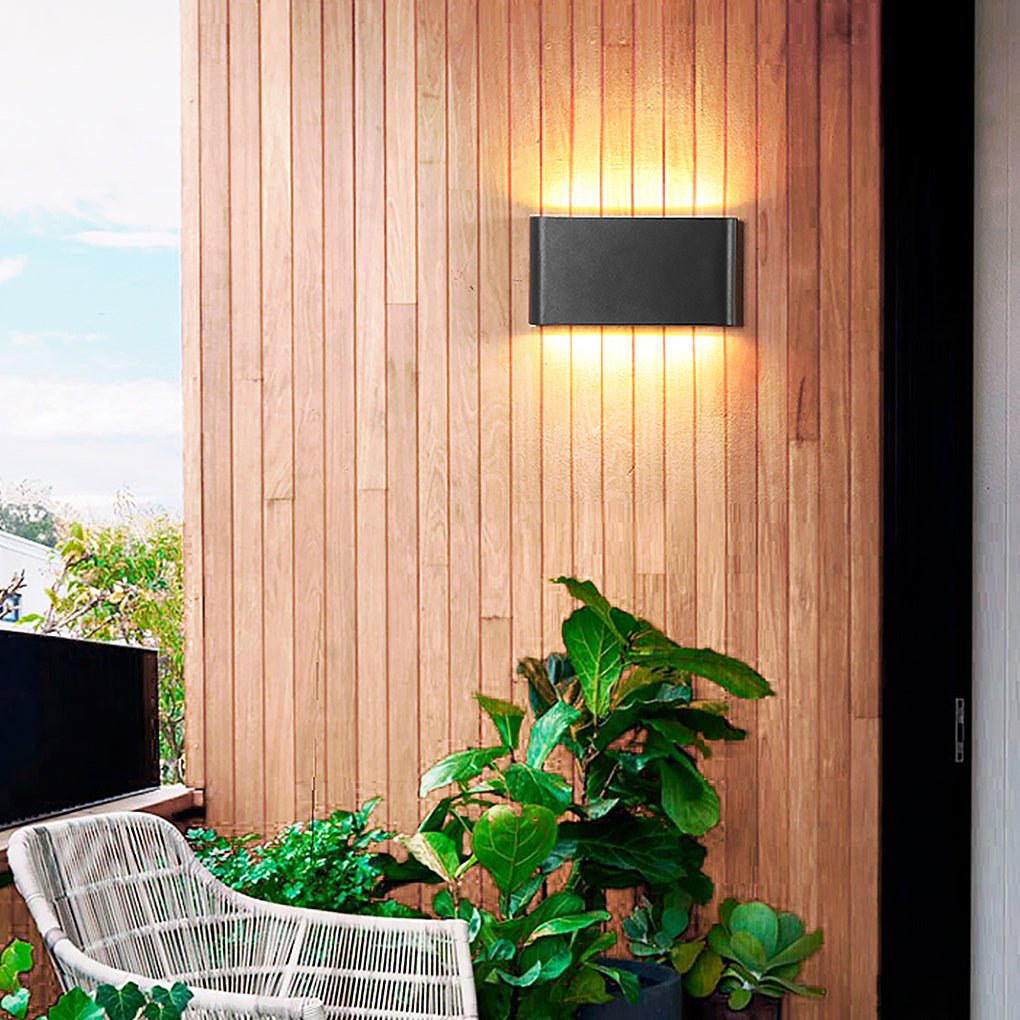2-Light Black Modern Low Profile LED Slim Outdoor Up Down Exterior Porch Wall Light