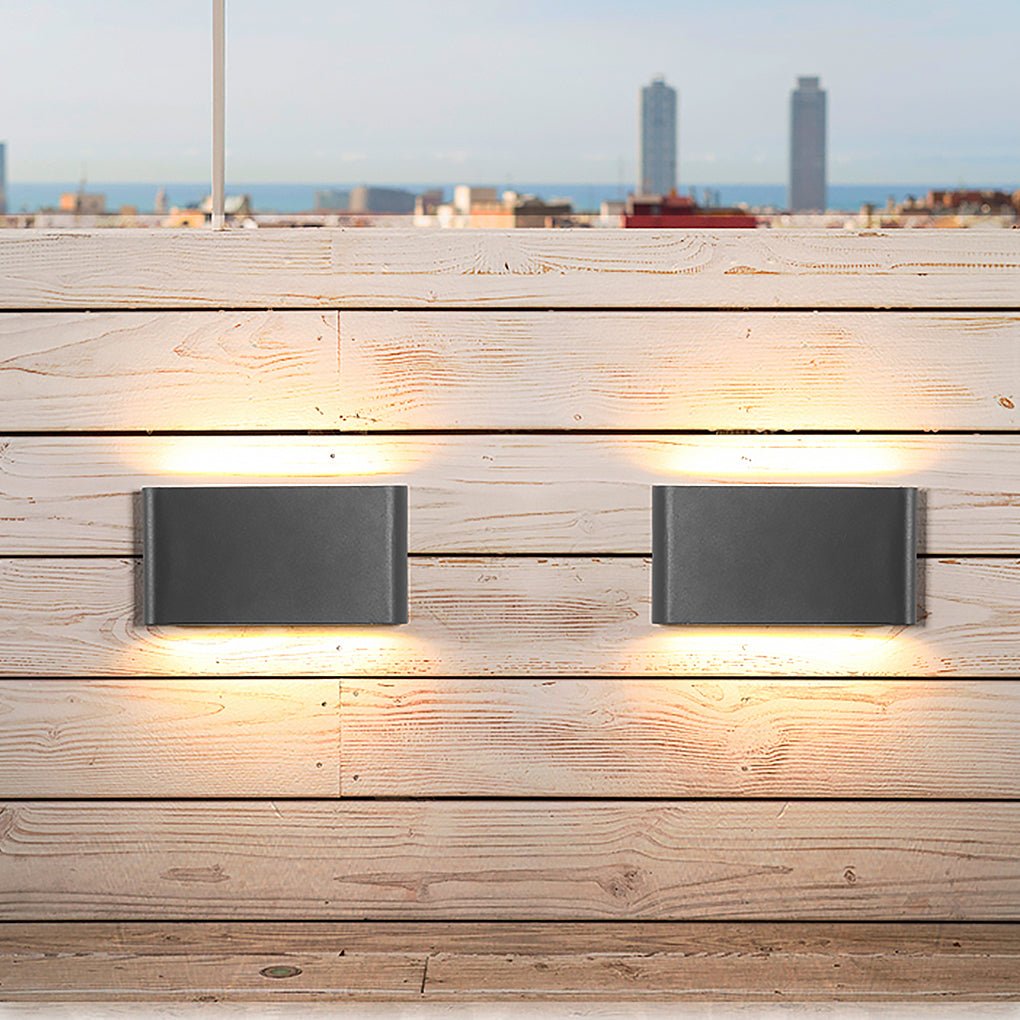 2-Light Black Modern Low Profile LED Slim Outdoor Up Down Exterior Porch Wall Light