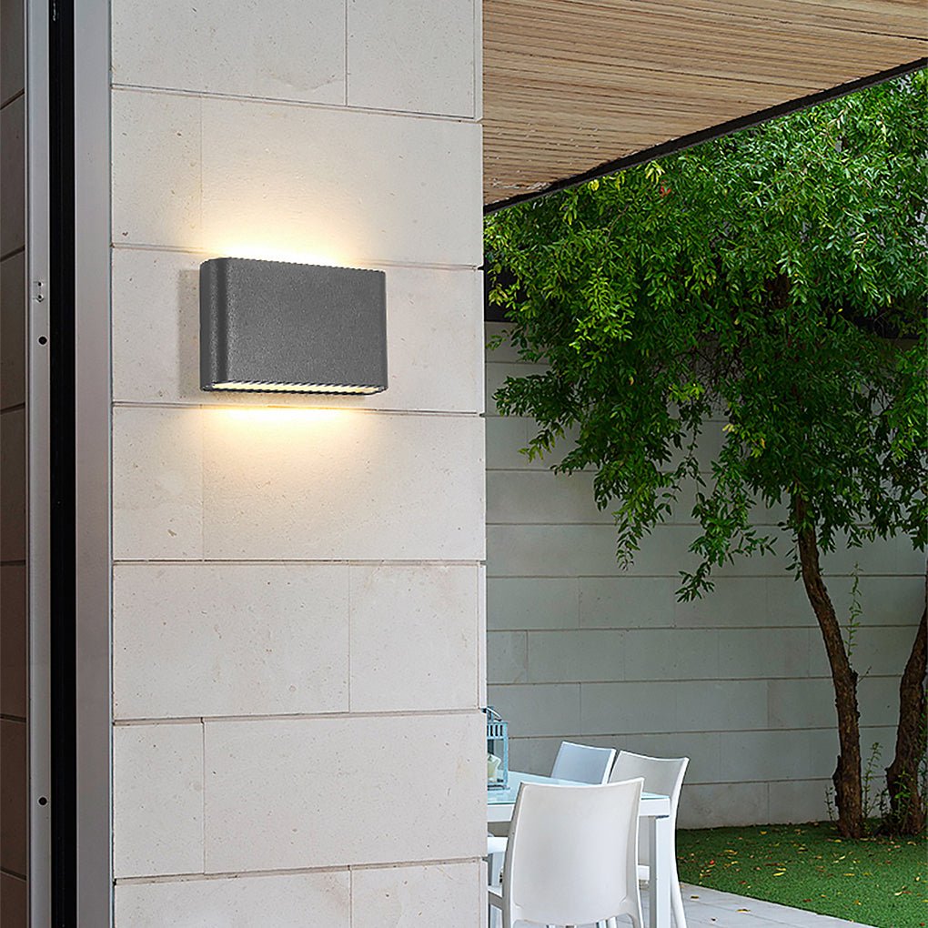 2-Light Black Modern Low Profile LED Slim Outdoor Up Down Exterior Porch Wall Light