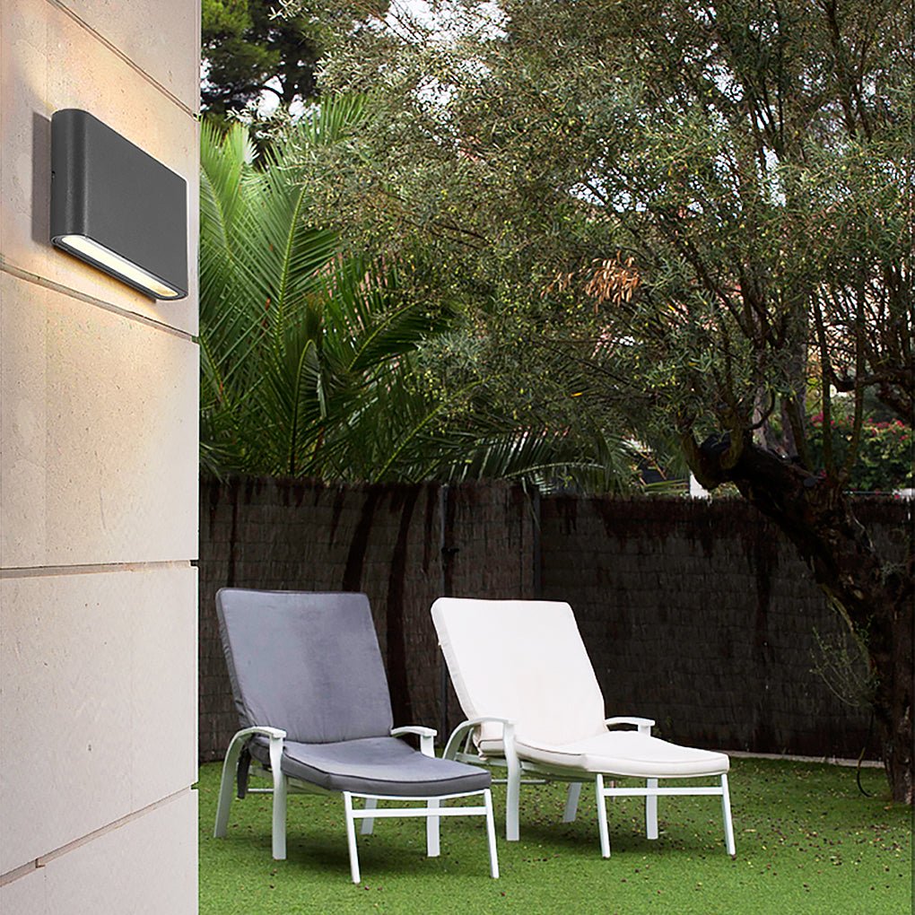 2-Light Black Modern Low Profile LED Slim Outdoor Up Down Exterior Porch Wall Light