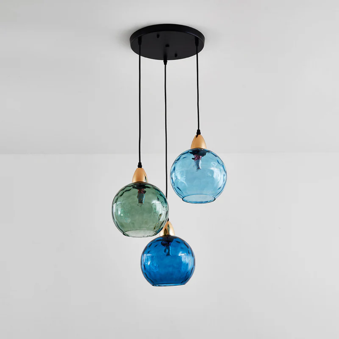 Elegant 3-Bulb Glass Pendant Light with Adjustable Cords