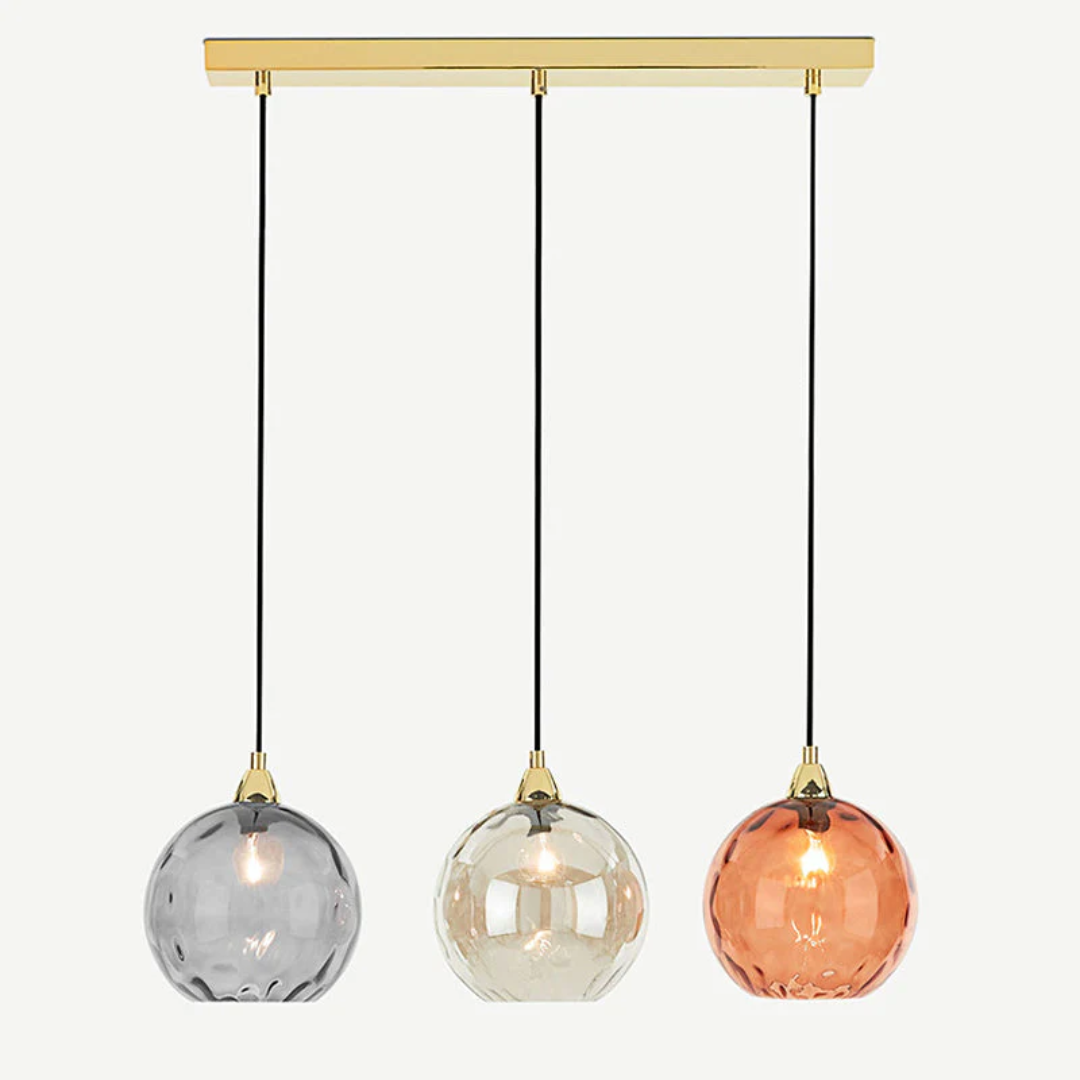 Elegant 3-Bulb Glass Pendant Light with Adjustable Cords