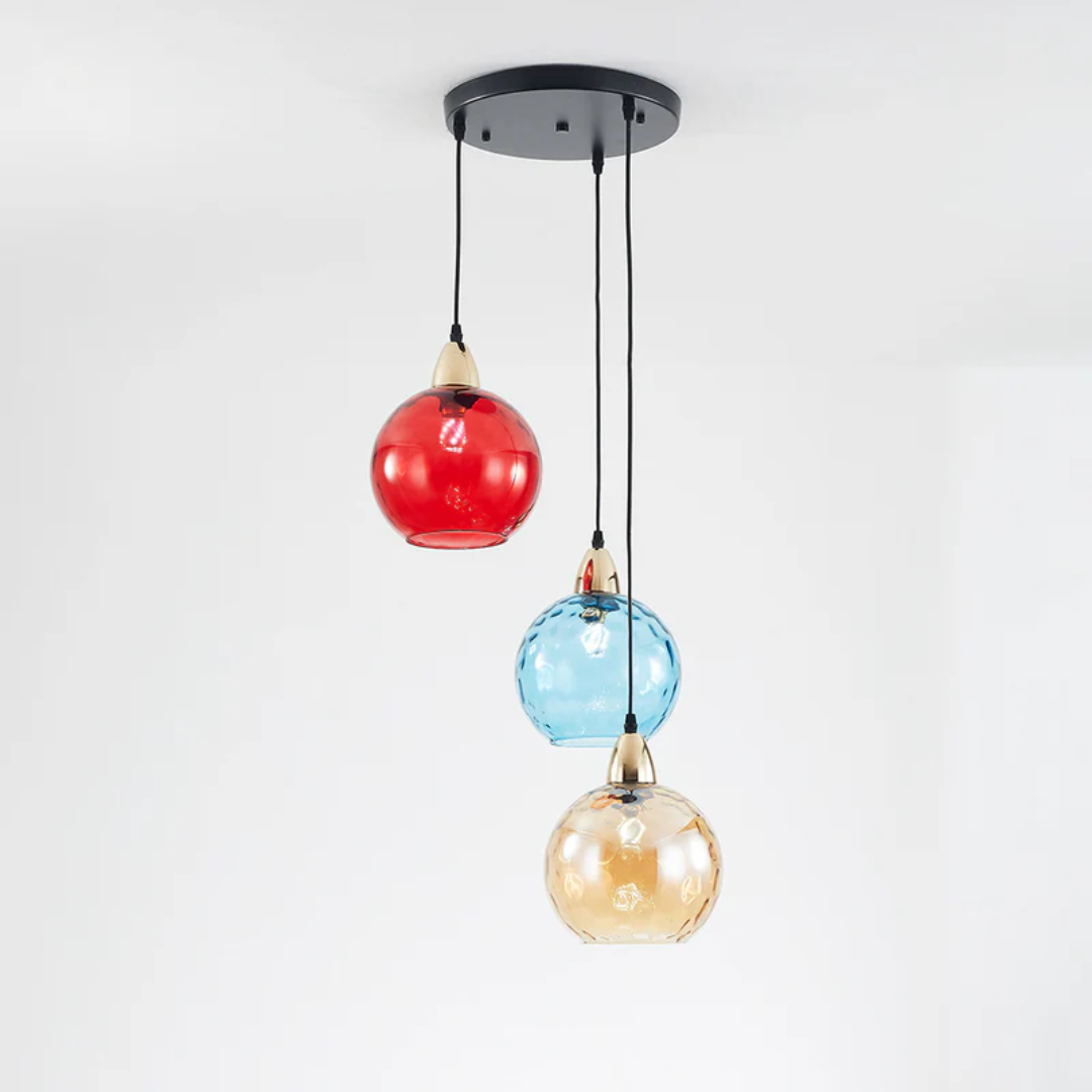 Elegant 3-Bulb Glass Pendant Light with Adjustable Cords