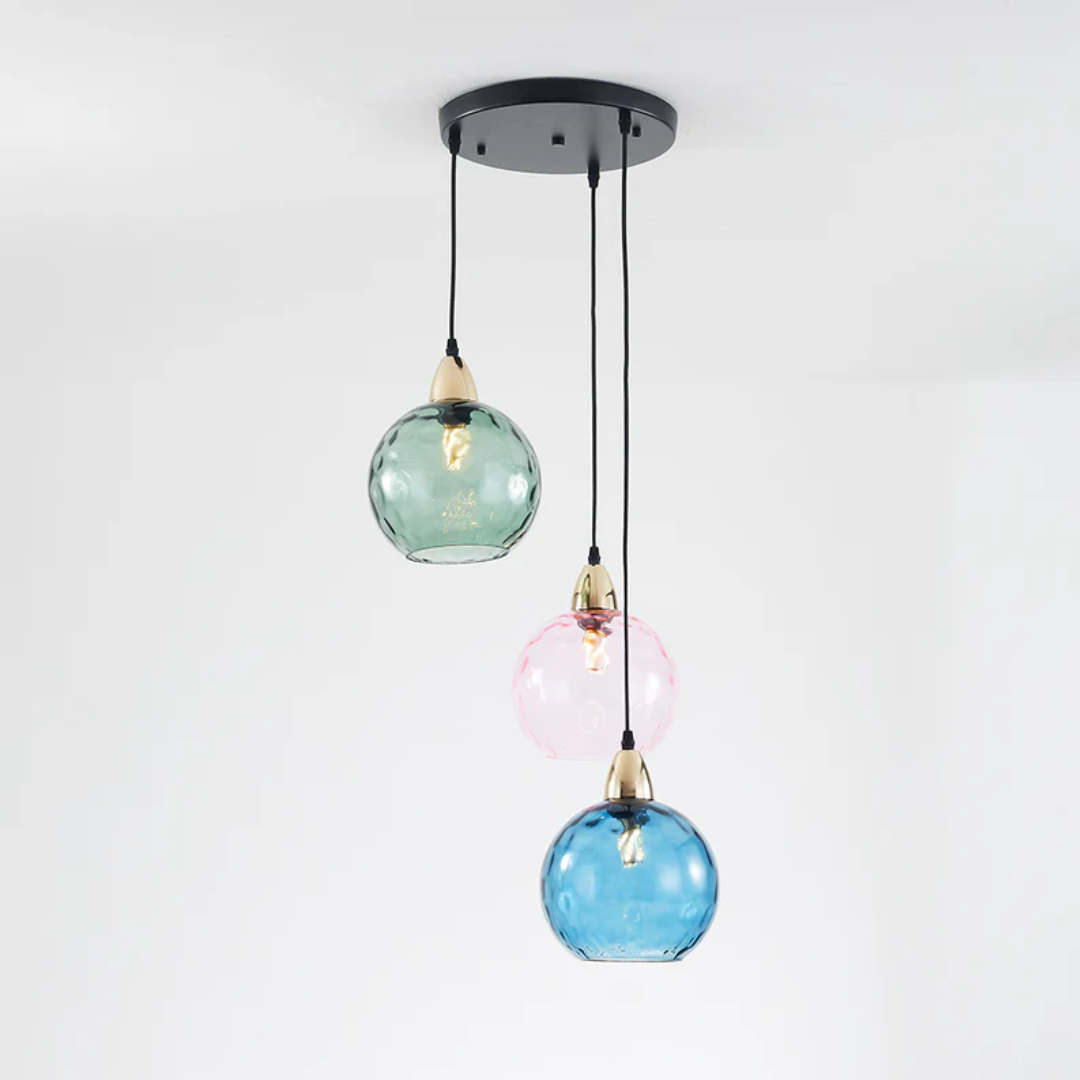 Elegant 3-Bulb Glass Pendant Light with Adjustable Cords