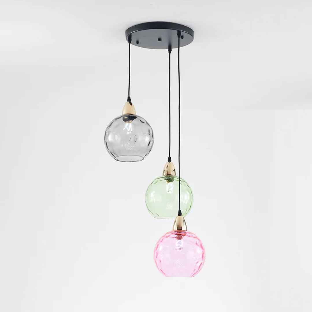 Elegant 3-Bulb Glass Pendant Light with Adjustable Cords
