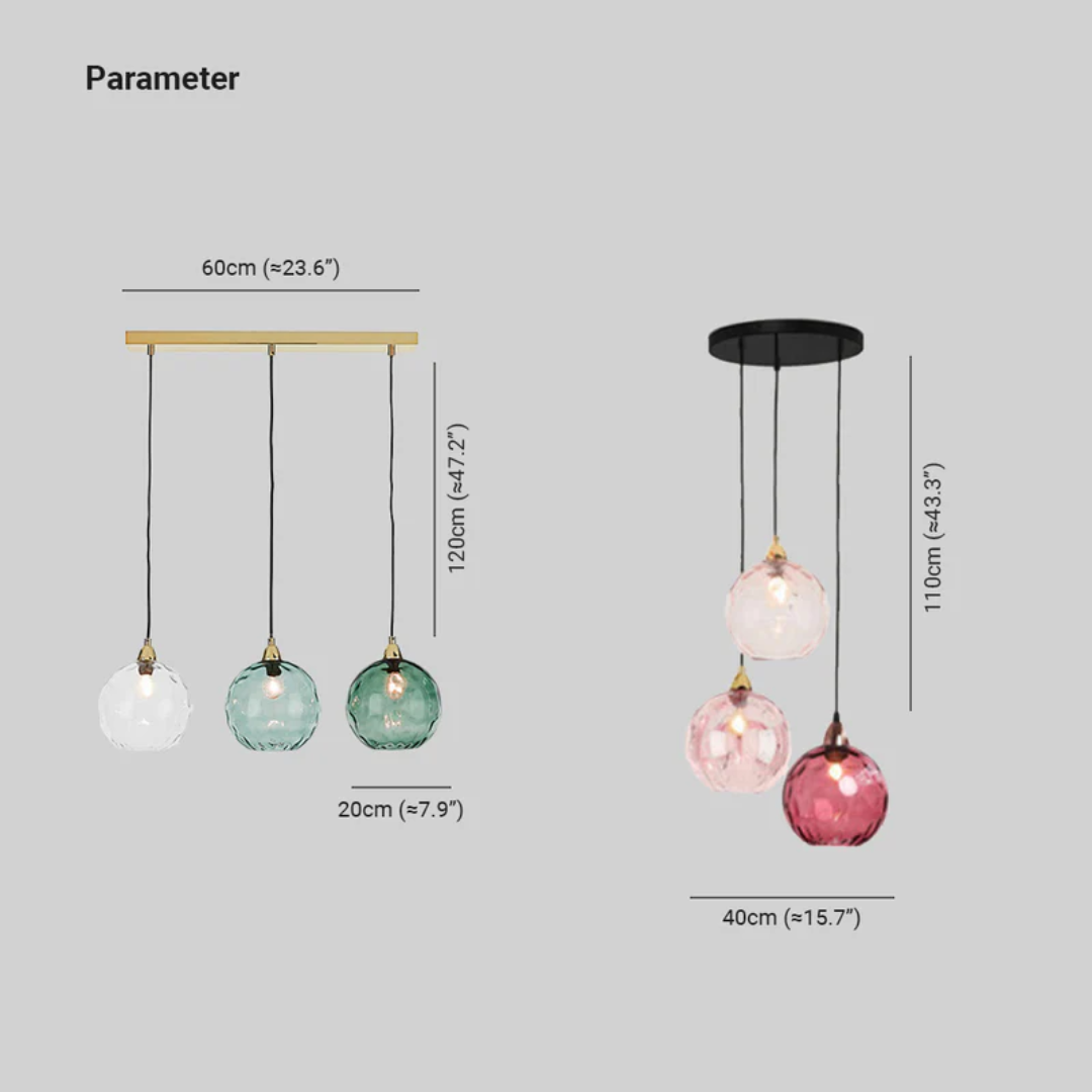 Elegant 3-Bulb Glass Pendant Light with Adjustable Cords