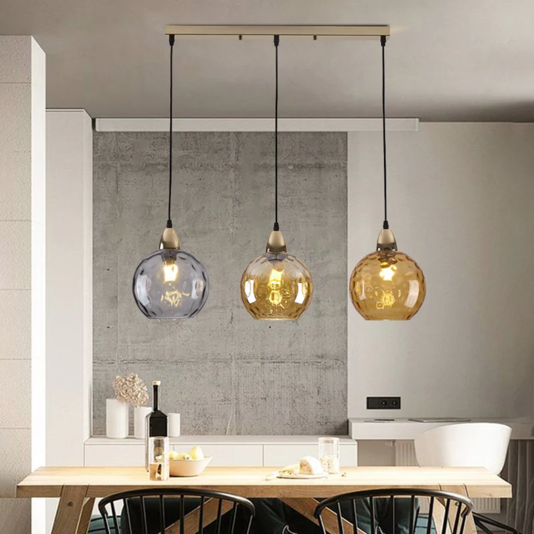 Elegant 3-Bulb Glass Pendant Light with Adjustable Cords
