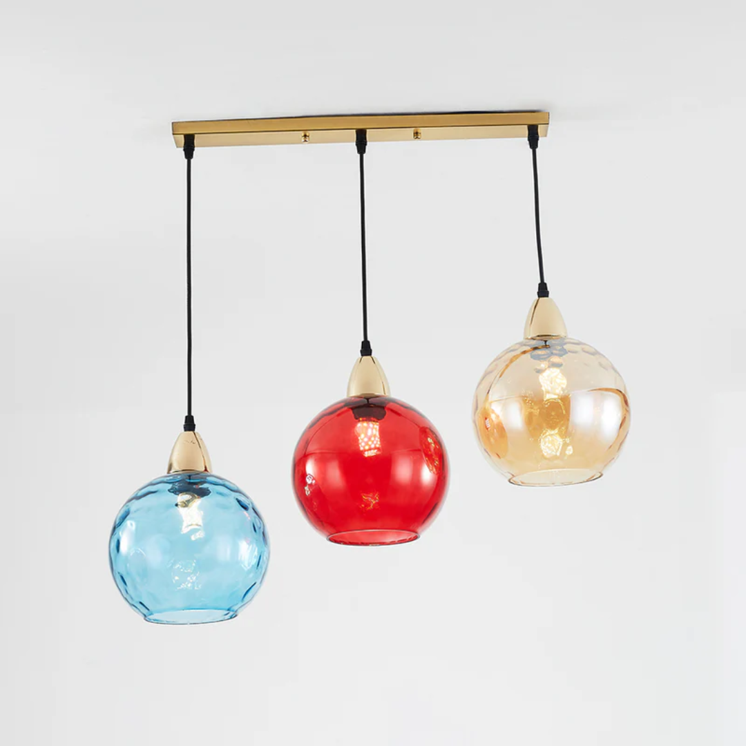 Elegant 3-Bulb Glass Pendant Light with Adjustable Cords